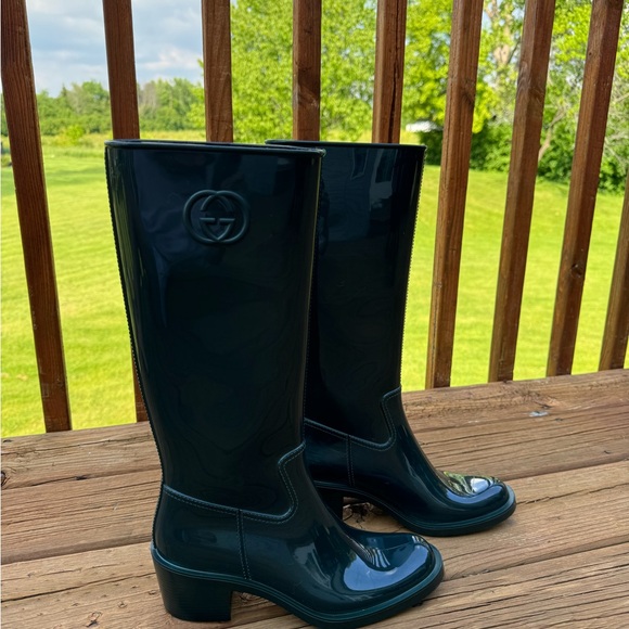Gucci Double G Rain Boot Women's Green EU 40 US 9 - Picture 16 of 16